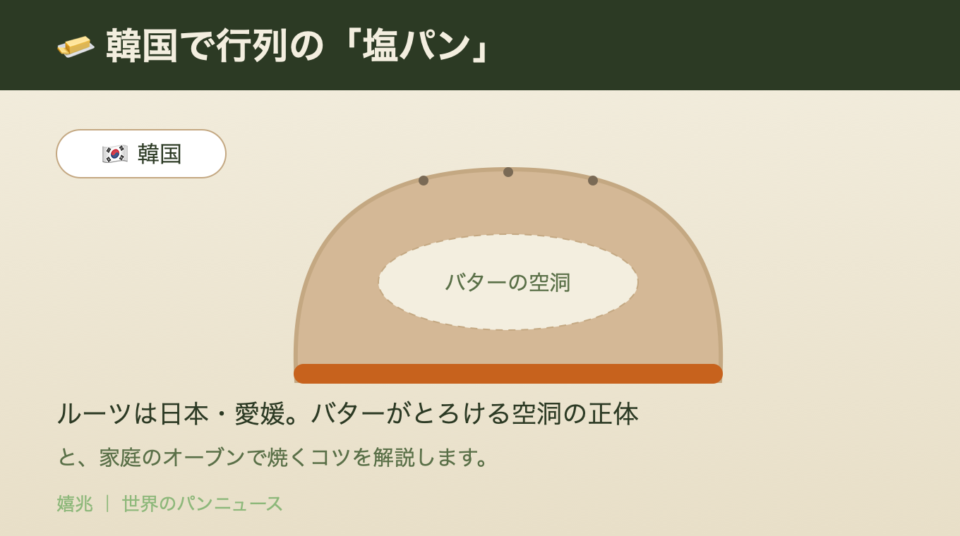 韓国で人気の塩パン(소금빵)の断面イラスト