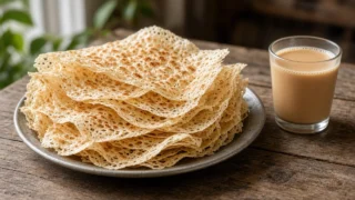 オマーンのラカール（Khubz Rakhal）— 紙のように薄く、手のひらで鉄板に伸ばす朝のパン