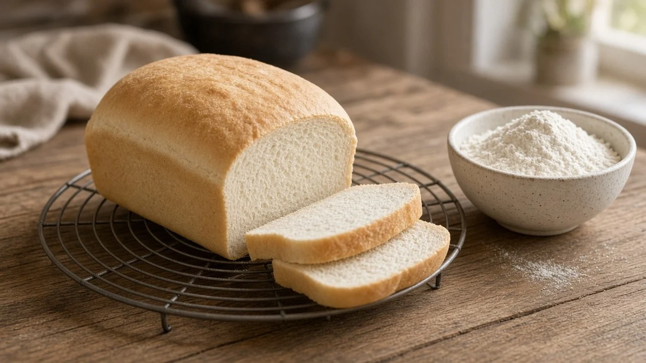型から出して網にのせた米粉パン。しっとりとして、きめの細かい断面