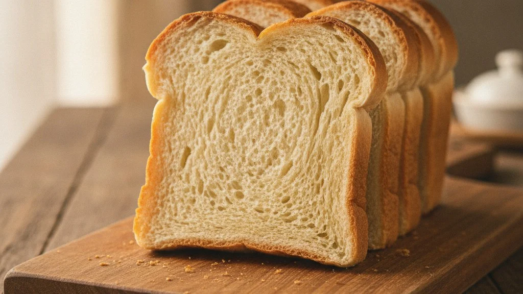 湯種食パンの、しっとりと細かい断面